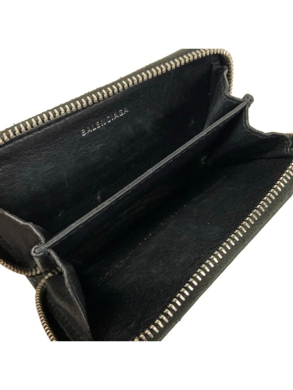 Balenciaga Coin Case Everyday Zip Continental Card Black White Zip Around - Picture 3 of 6